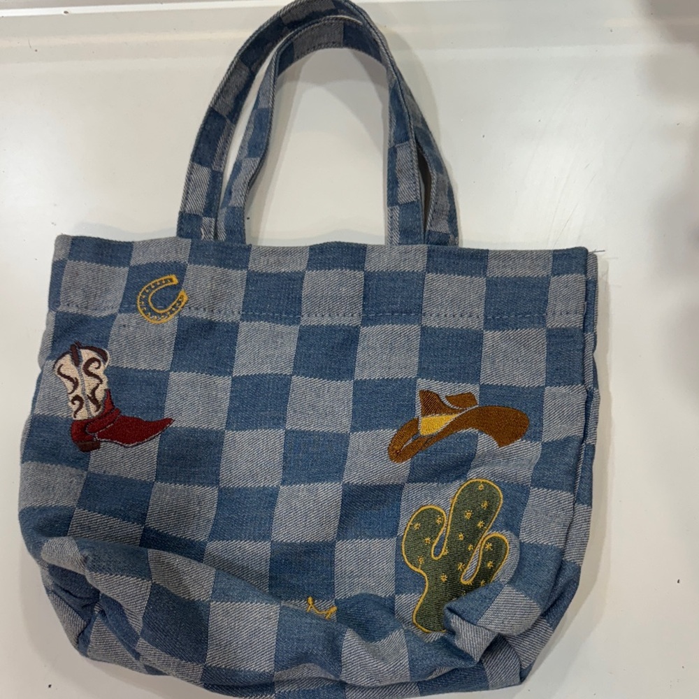 Urban Outfitters Blue Checkered Tote Bag